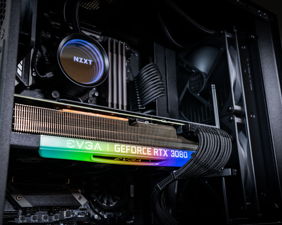 EVGA GeForce RTX 3080 RGB lighting in a past Computer City build
